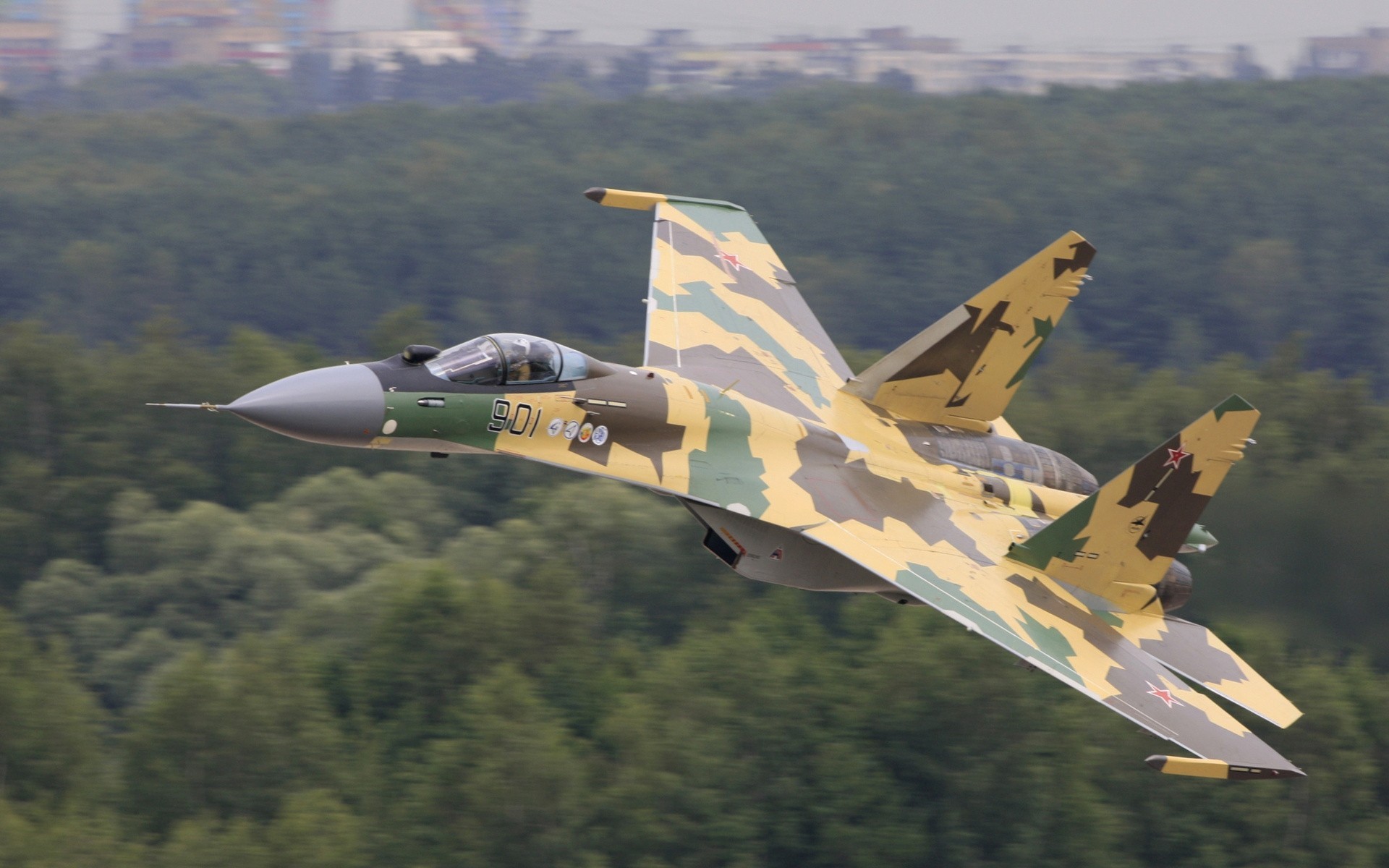 su-35 bombardero bosque