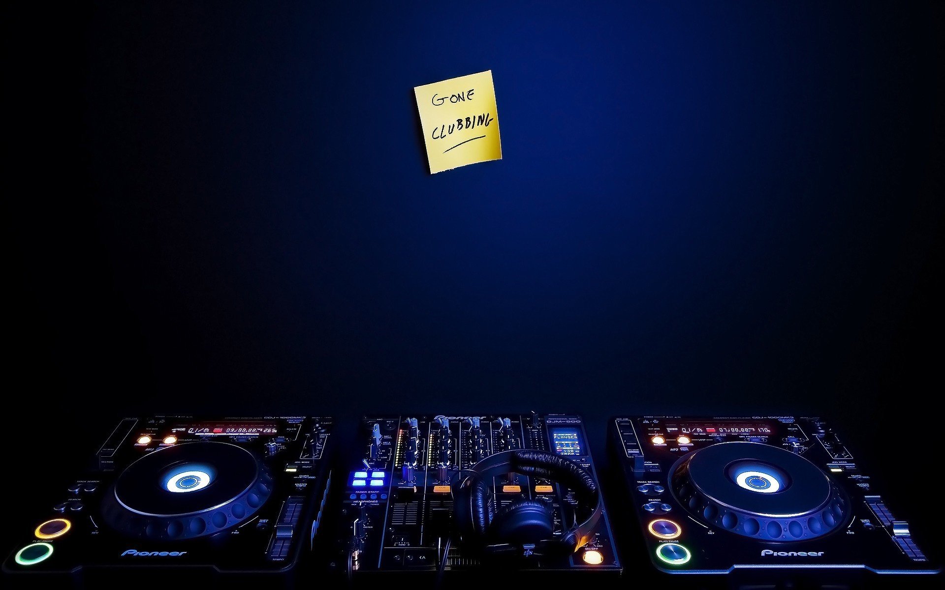 dj turntables blue