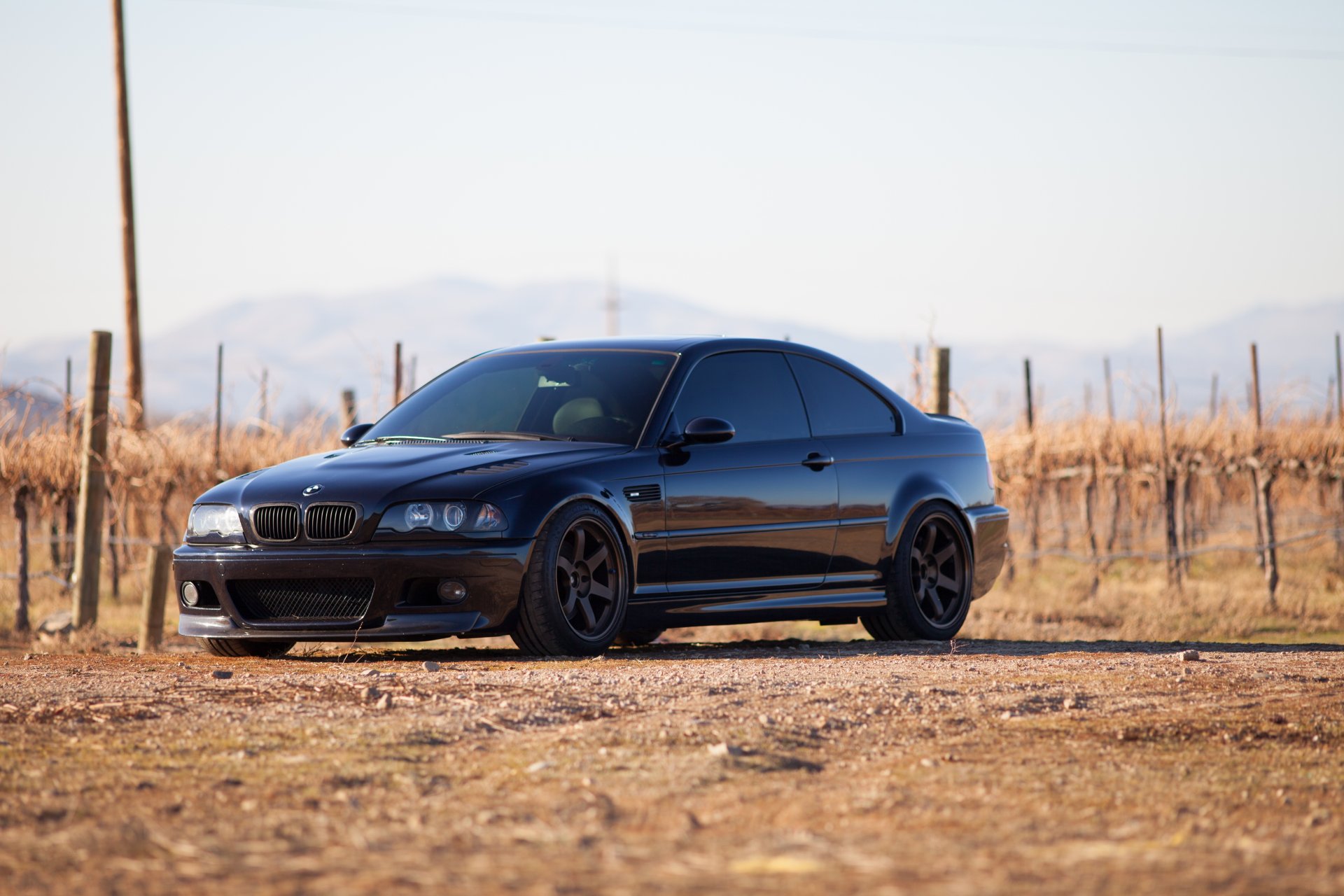 bmw m3 e46 schwarz bmw vorderansicht schatten himmel