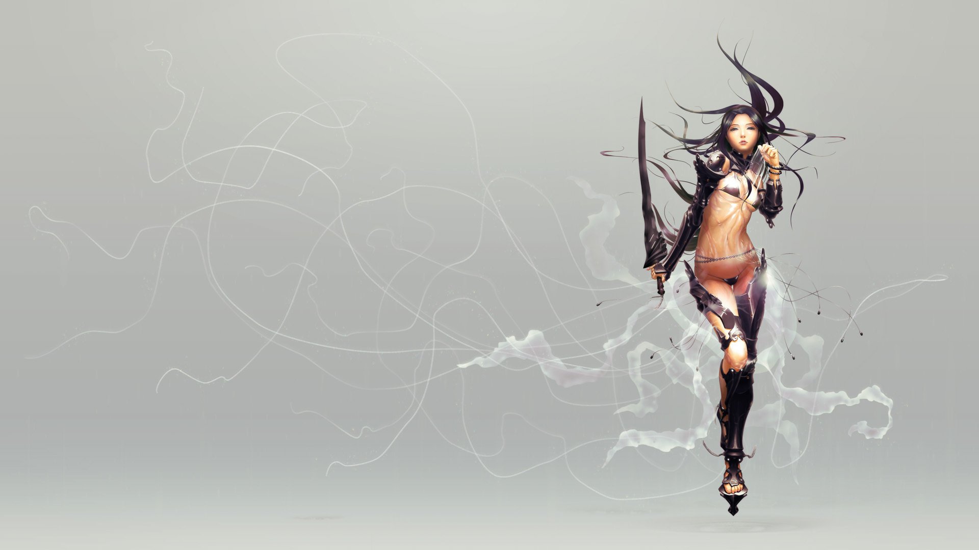 girl with a sword black outfit sexy girls girl asian strip divorce smoke sword weapons figure picture