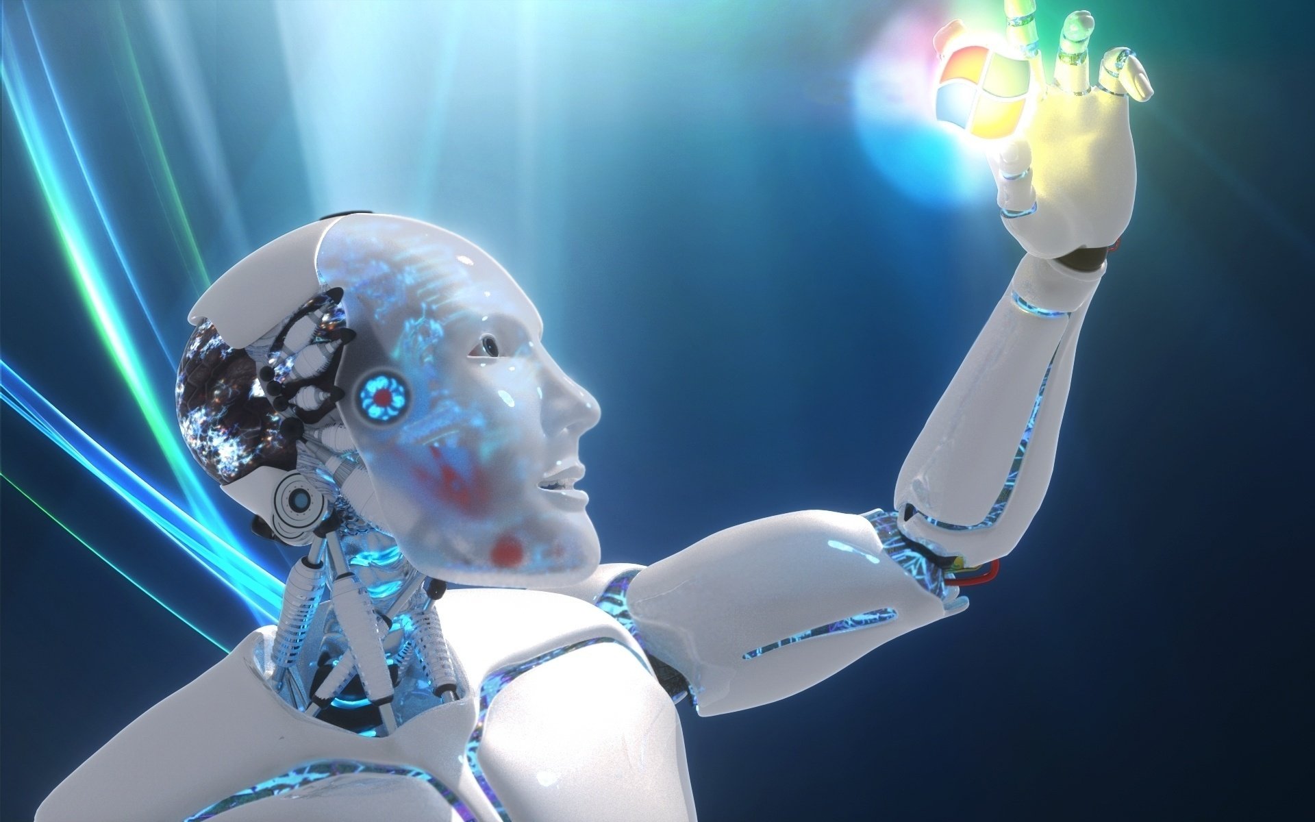 hombre-como robot blanco android