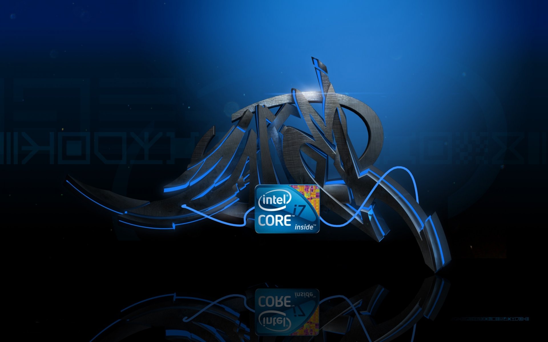 tyle intel graffiti emblematy loga niebieskie ciemne tło gradient grafiti brokat