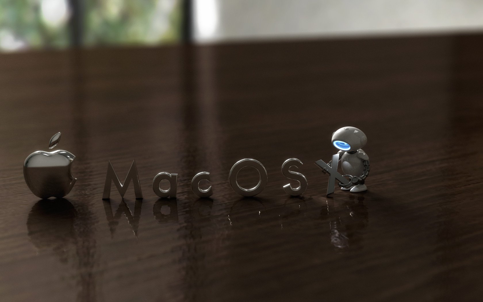 mac os blur robot table apple emblems logo