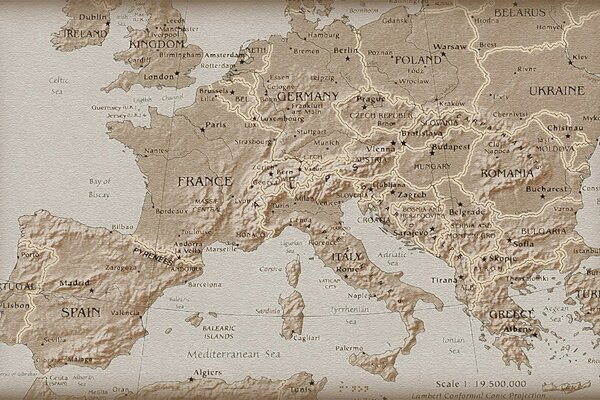 Mappa Dell Europa antica vista dall alto