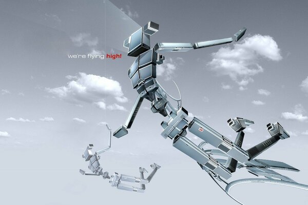 En vol robotv sur les nuages dans l air