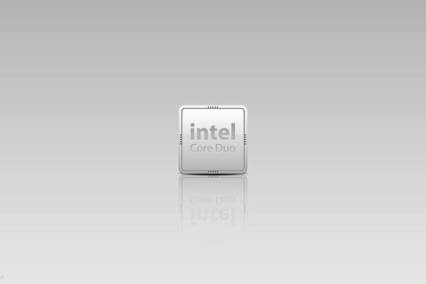 Sobre un fondo gris, el icono gris del procesador intel