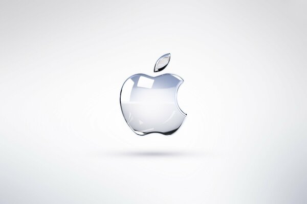 Emblema di vetro Apple su sfondo bianco