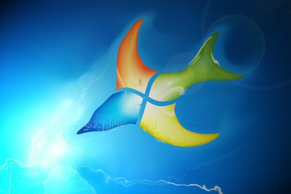 Microsoft im Stil eines schwimmenden Delfins