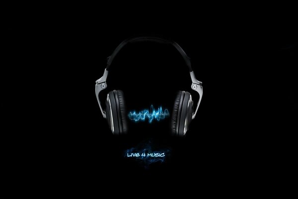 Image of headphones on a black background with sparks