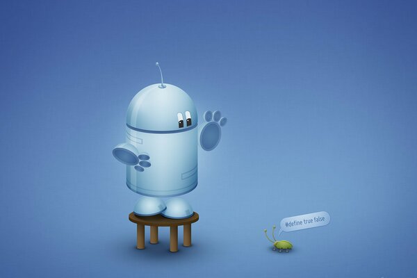 Robot blu Android su sgabello