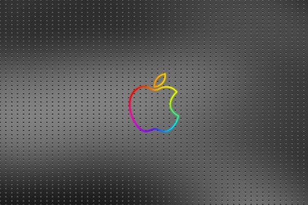 Logo Apple multicolore sur maille en aluminium