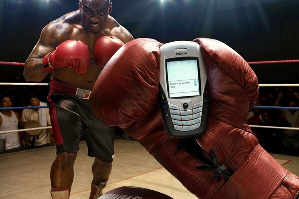 A phone call to a boxer during a fight