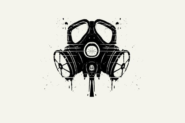 Gas mask in black and white graphics