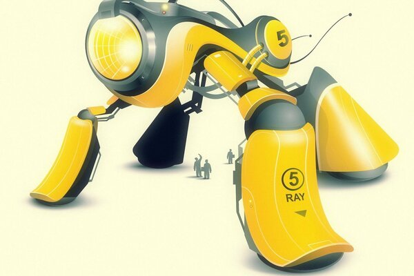 Grand robot jaune avec lanterne