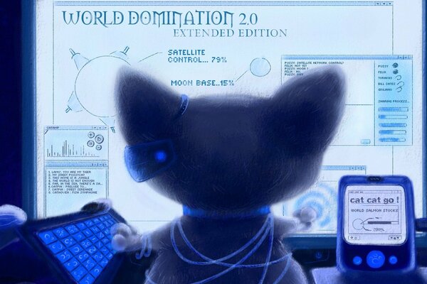 A hand-drawn cat looks at a plan to capture the world on the screen