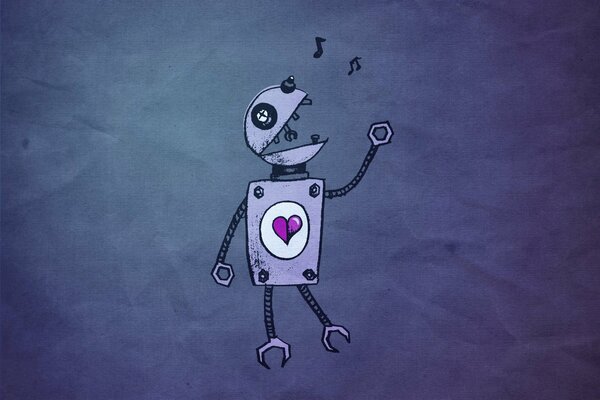 Hermoso corazón robot con amor