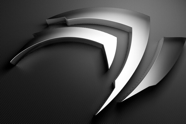 Logo nvidia wykonane z metalu na ciemnym tle