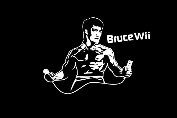 Fighter Bruce Lee on a black background