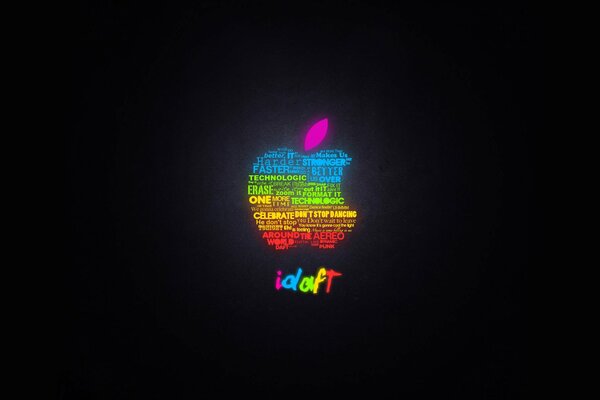 Logo Apple neon su sfondo nero