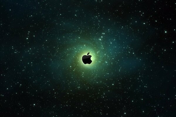 Logotipo de Apple con brillo verde