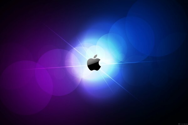 Logo apple sur fond de lueur bleu-violet