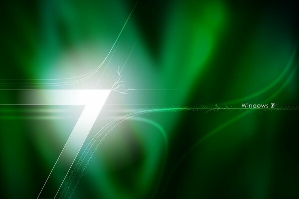 Высокотекстурный логотип Windows 7 в зелёных тонах