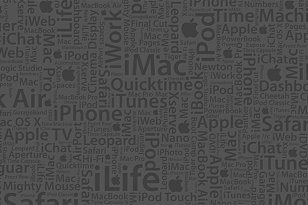 Mur de logos de produits Apple