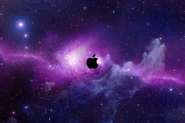 Signo de Apple mac en el ordenador en el espacio