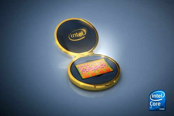 Joyero con pestaña brillante y emblema de intel