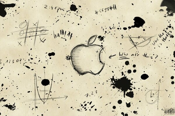 Apple-Logo mit schwarzem Stift gezeichnet