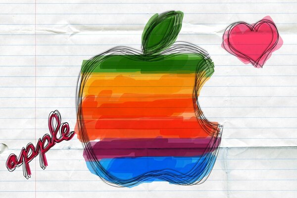 Das Apple-Logo ist in Regenbogenfarben gezeichnet