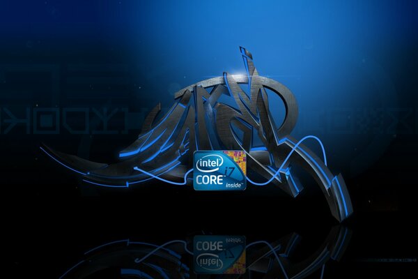 Intel graffiti estilo sobre un fondo oscuro