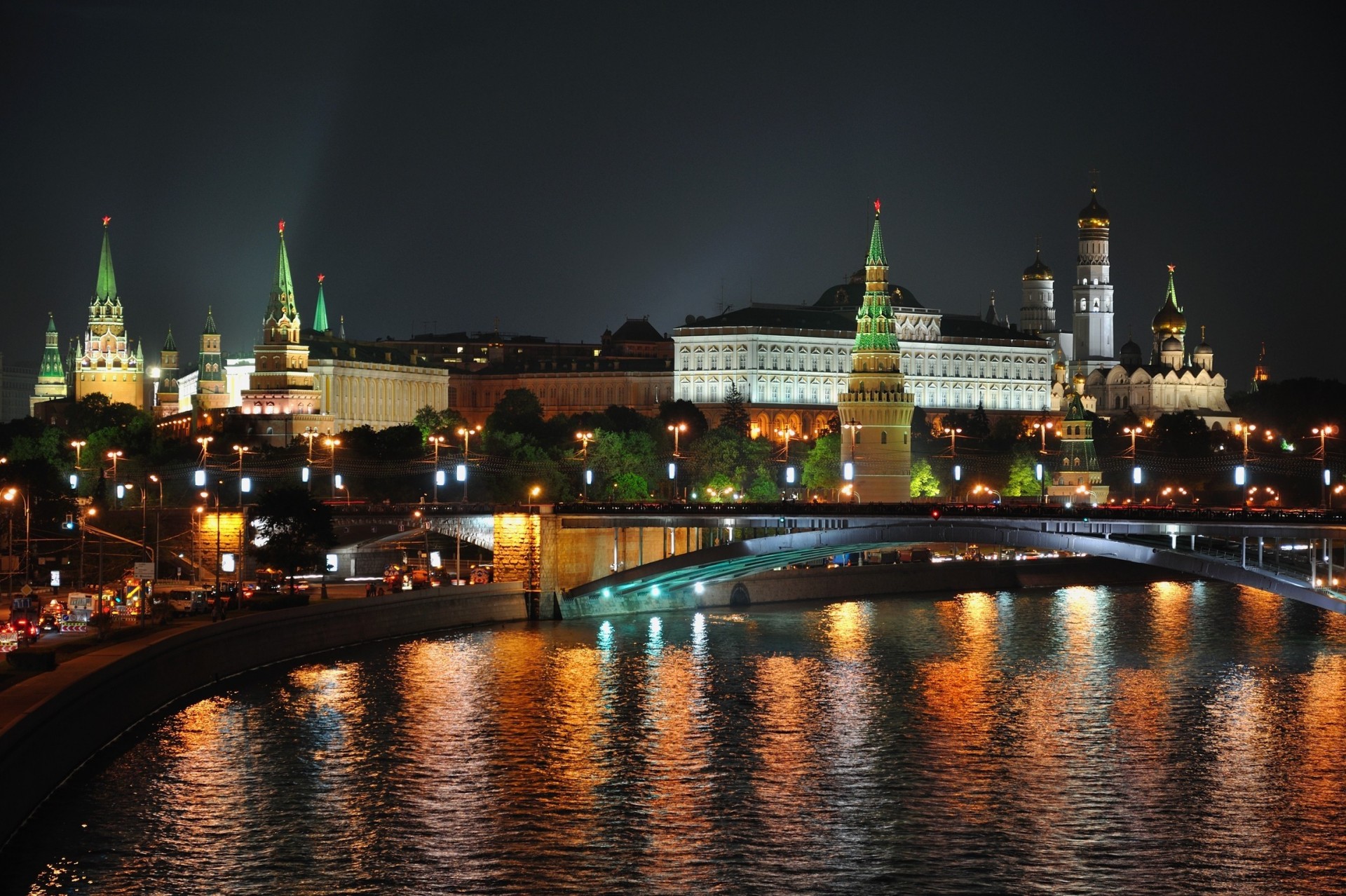 moskau licht nacht schwarz fluss stadt