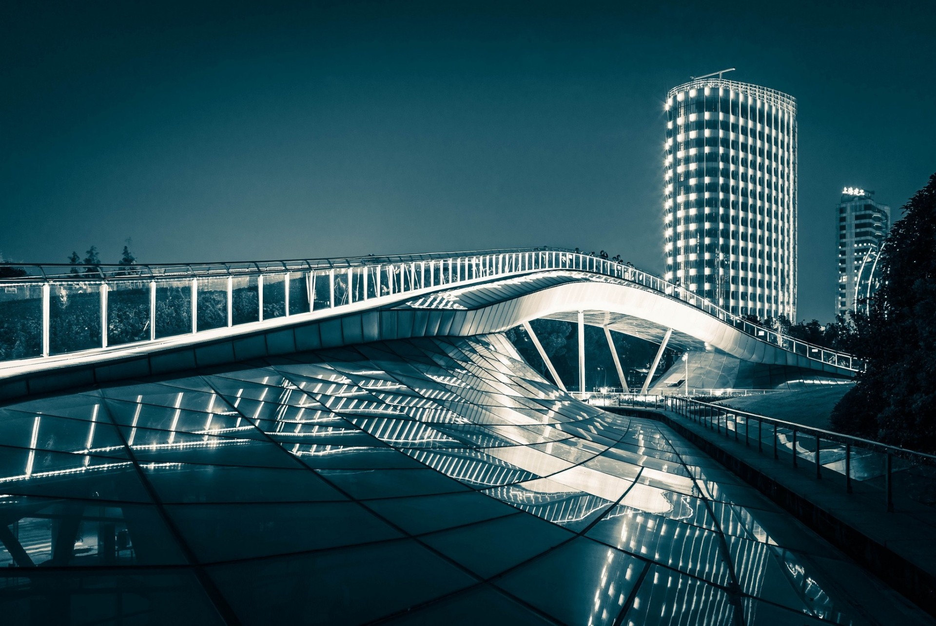 brücke china shanghai reflexion regenbogenbrücke