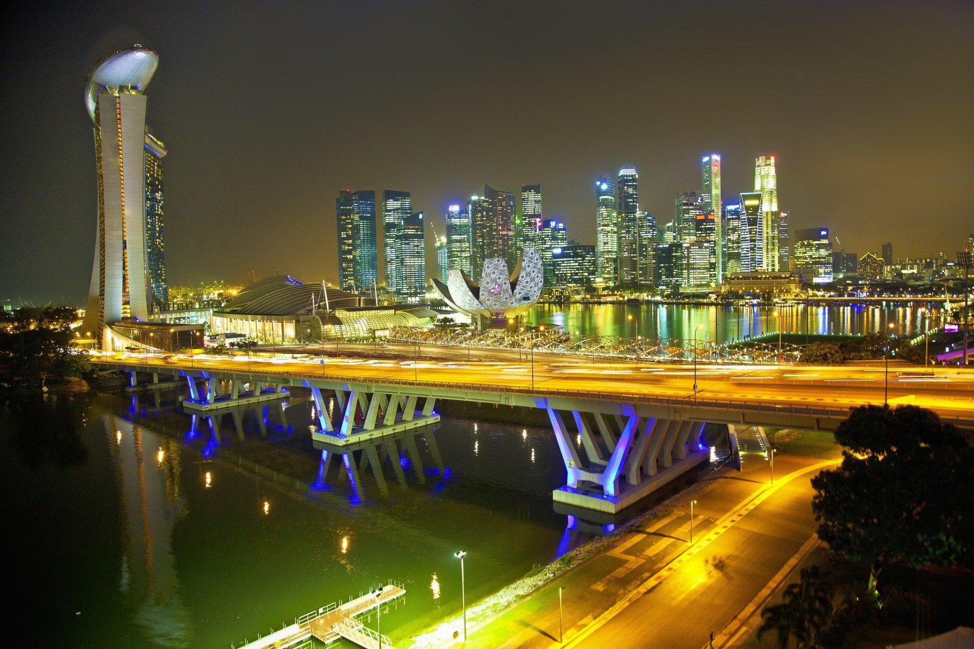 umrisse nacht stadt singapur