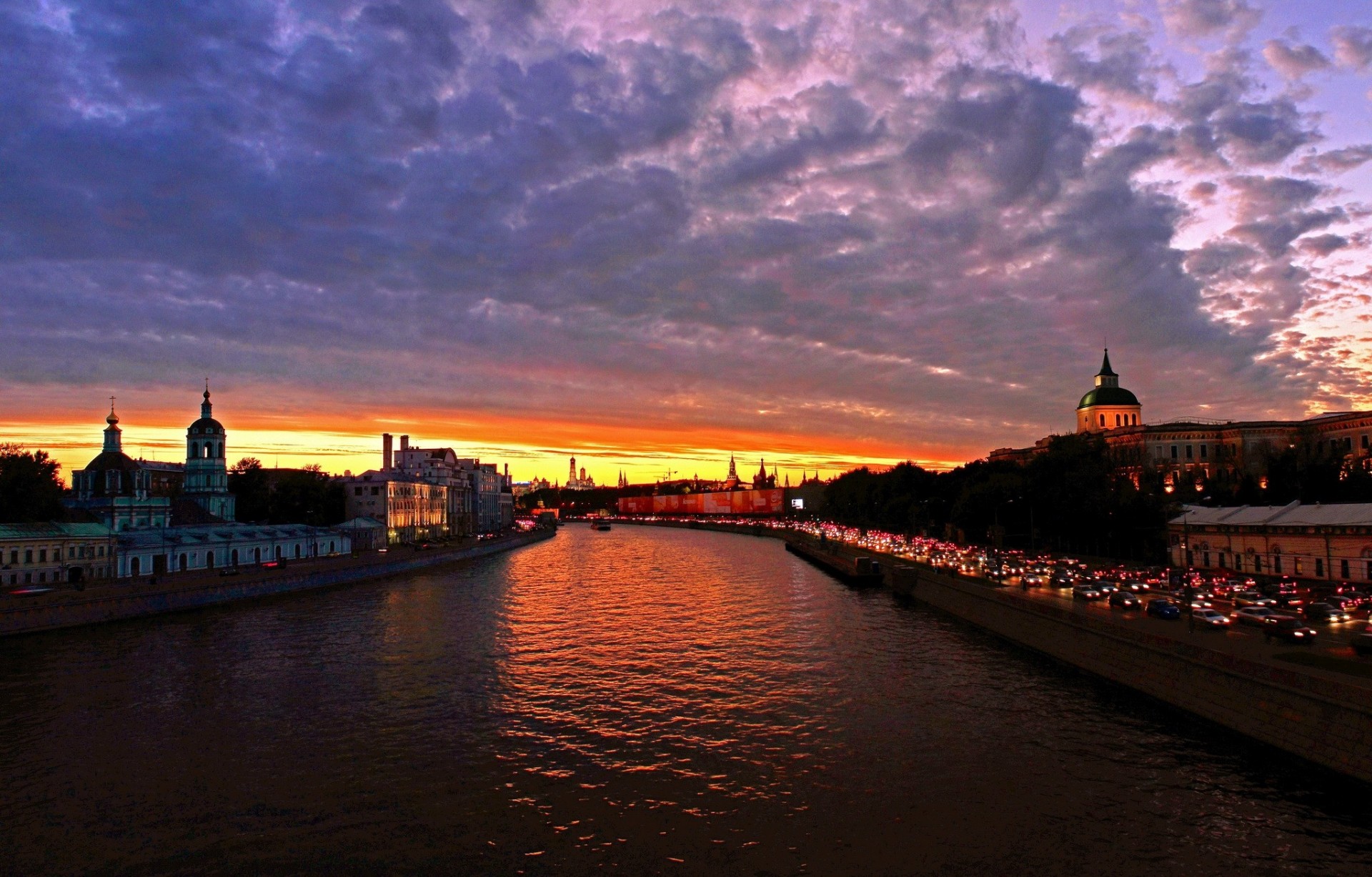 russie levers et couchers de soleil nuages ville ciel moscou canal de l eau