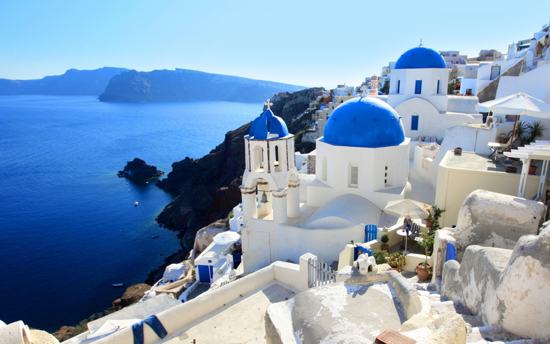 paysage nature mer santorin grèce maisons