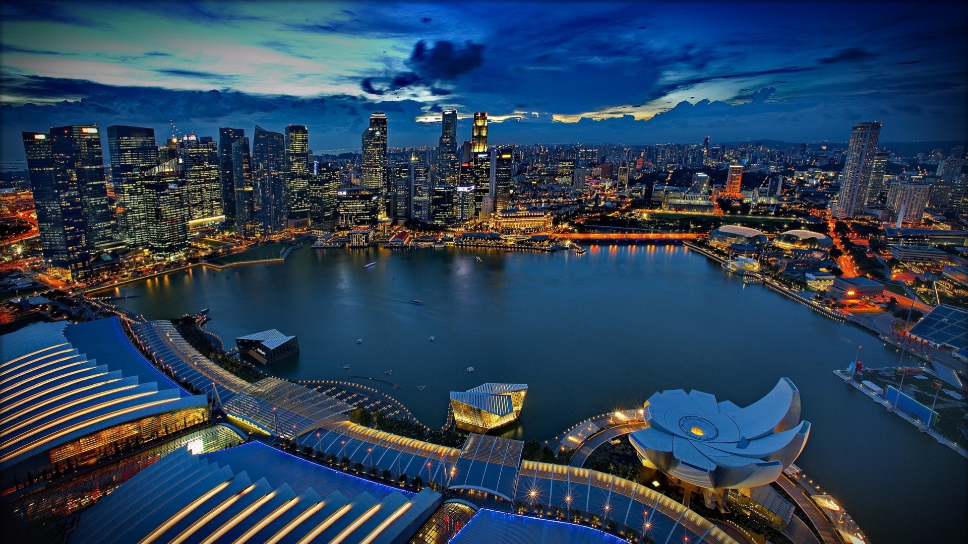 high-rise buildings . singapore night town house