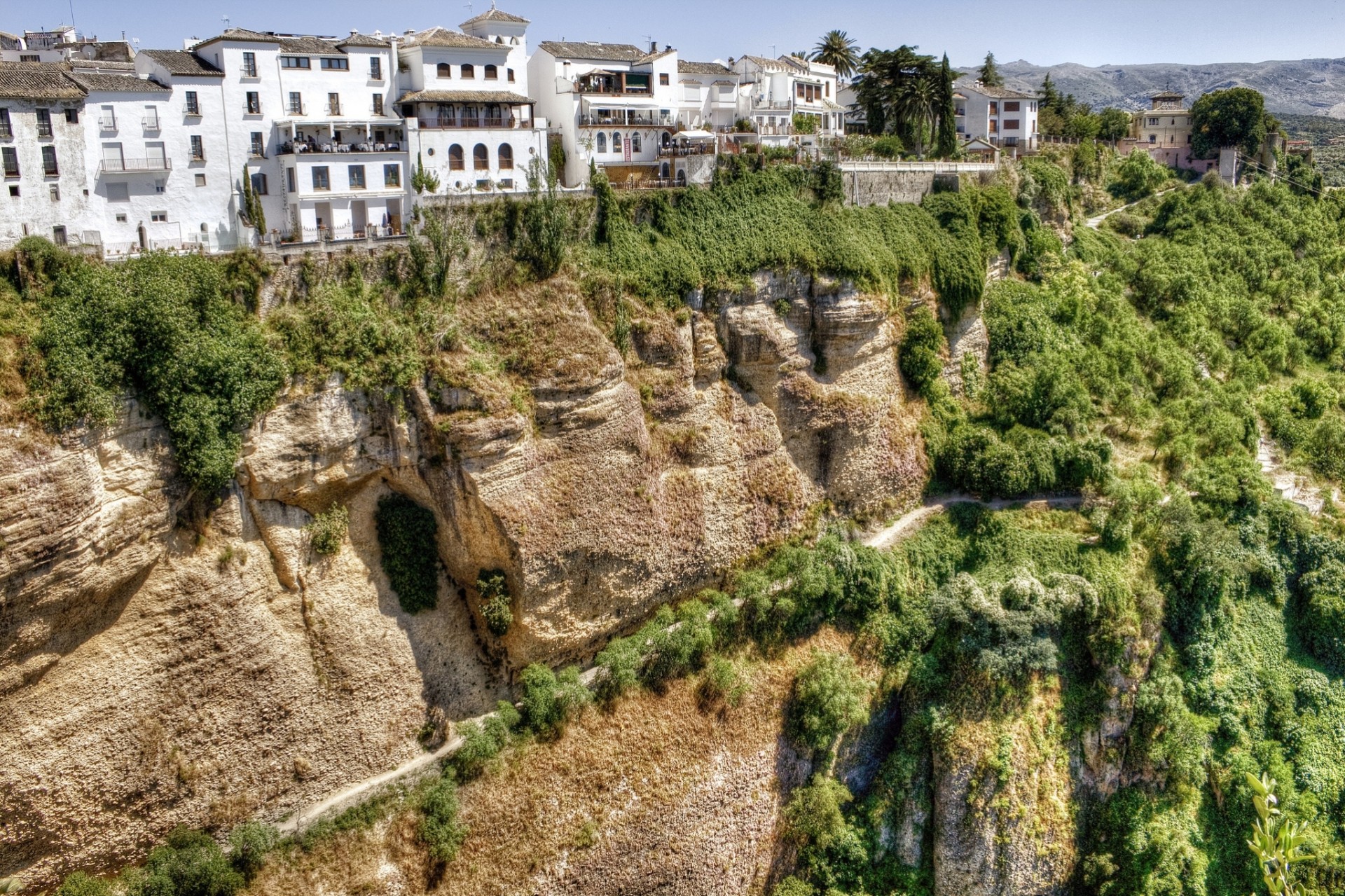 ronda spanien fußweg gebäude andalusien berge klippe