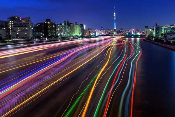 The fountain city. Multicolored lines