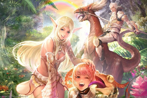 Lineage 2 elfos sonrientes en un mundo próspero