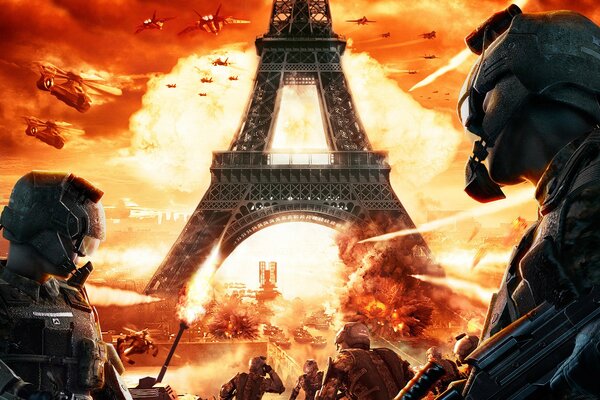 Взрыв перед Эйфелевой башней в Париже