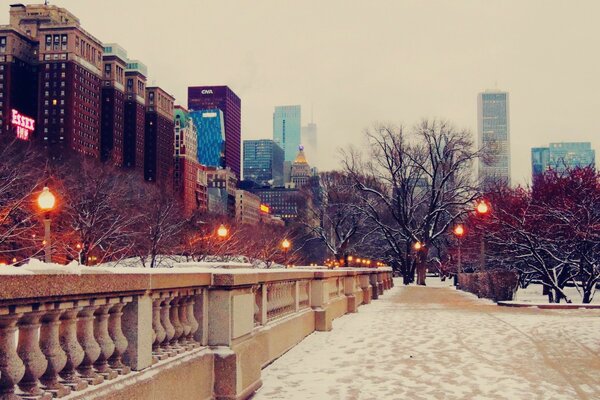 Chicago Winter Street landscape