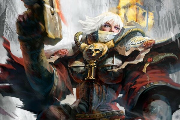 Warhammer wallpaper woman with white hair