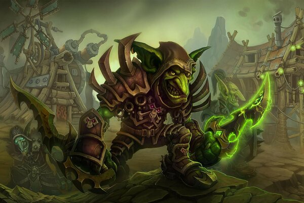 Мир Warcraft, гоблины орудующие в деревне