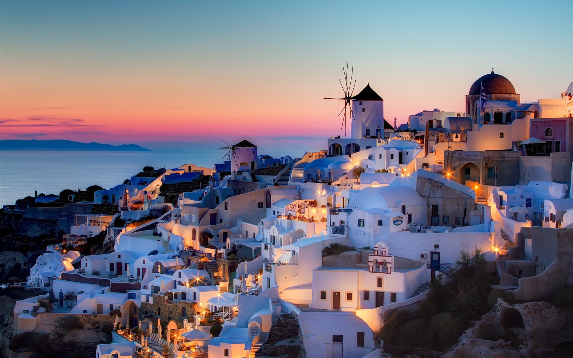 puesta de sol aigaio egeo grecia santorini casas