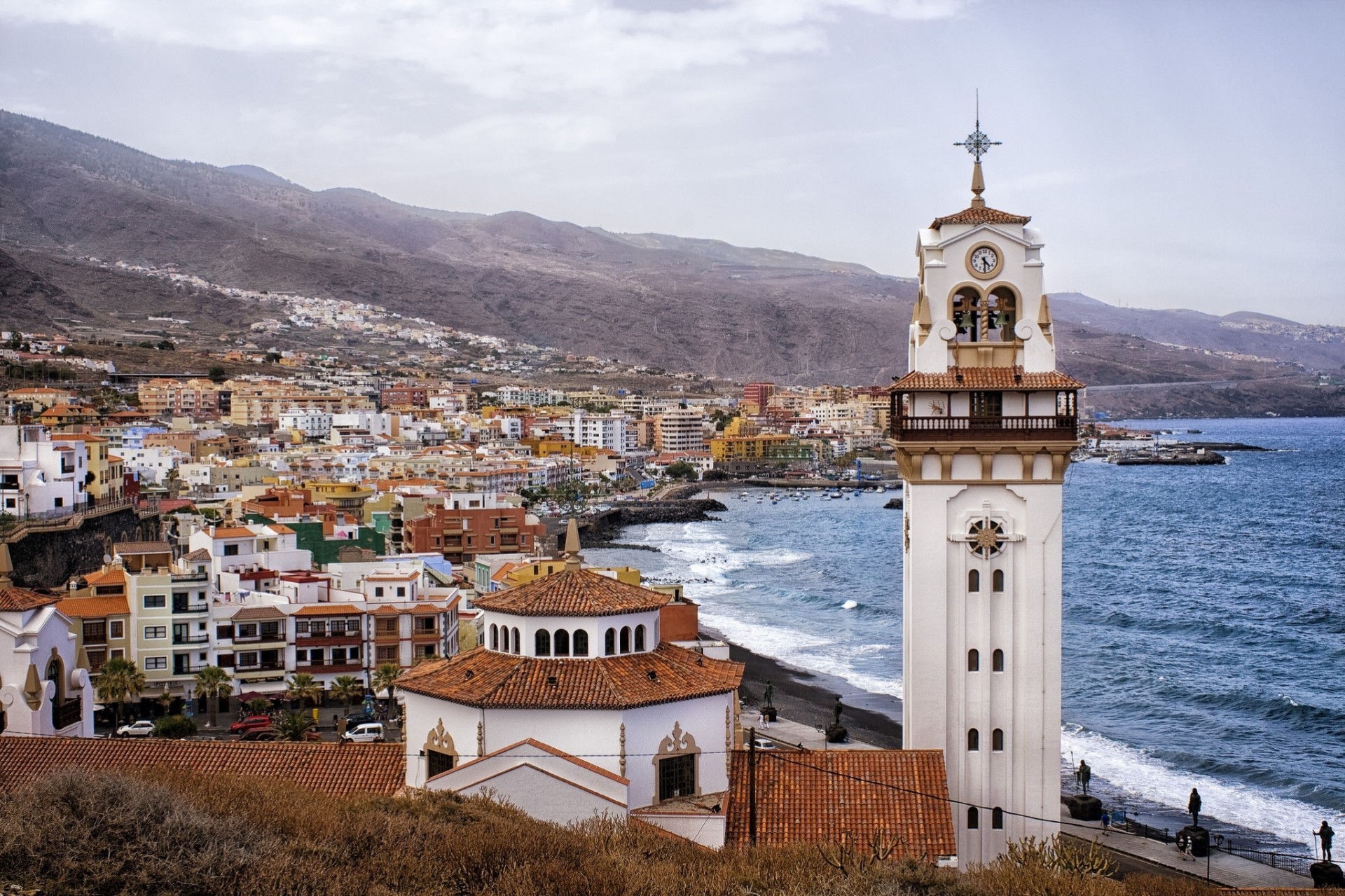 canary islands tenerife coast atlantic ocean ocean basil panorama building spain mountain