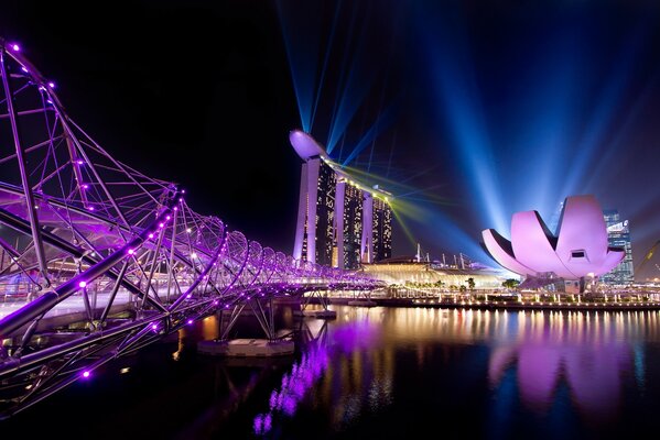 Lichter der Nachtstadt Singapur