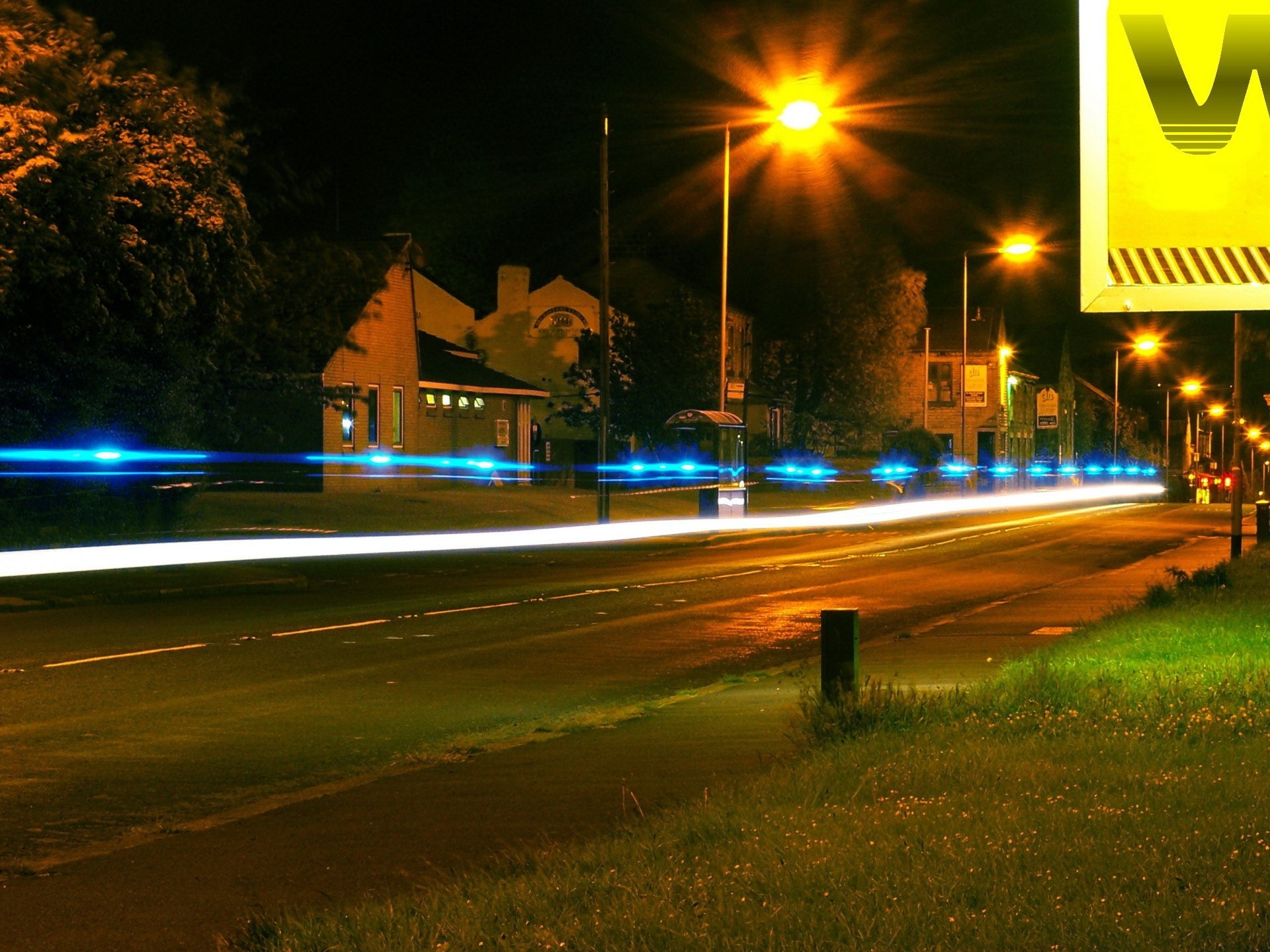 light night town road