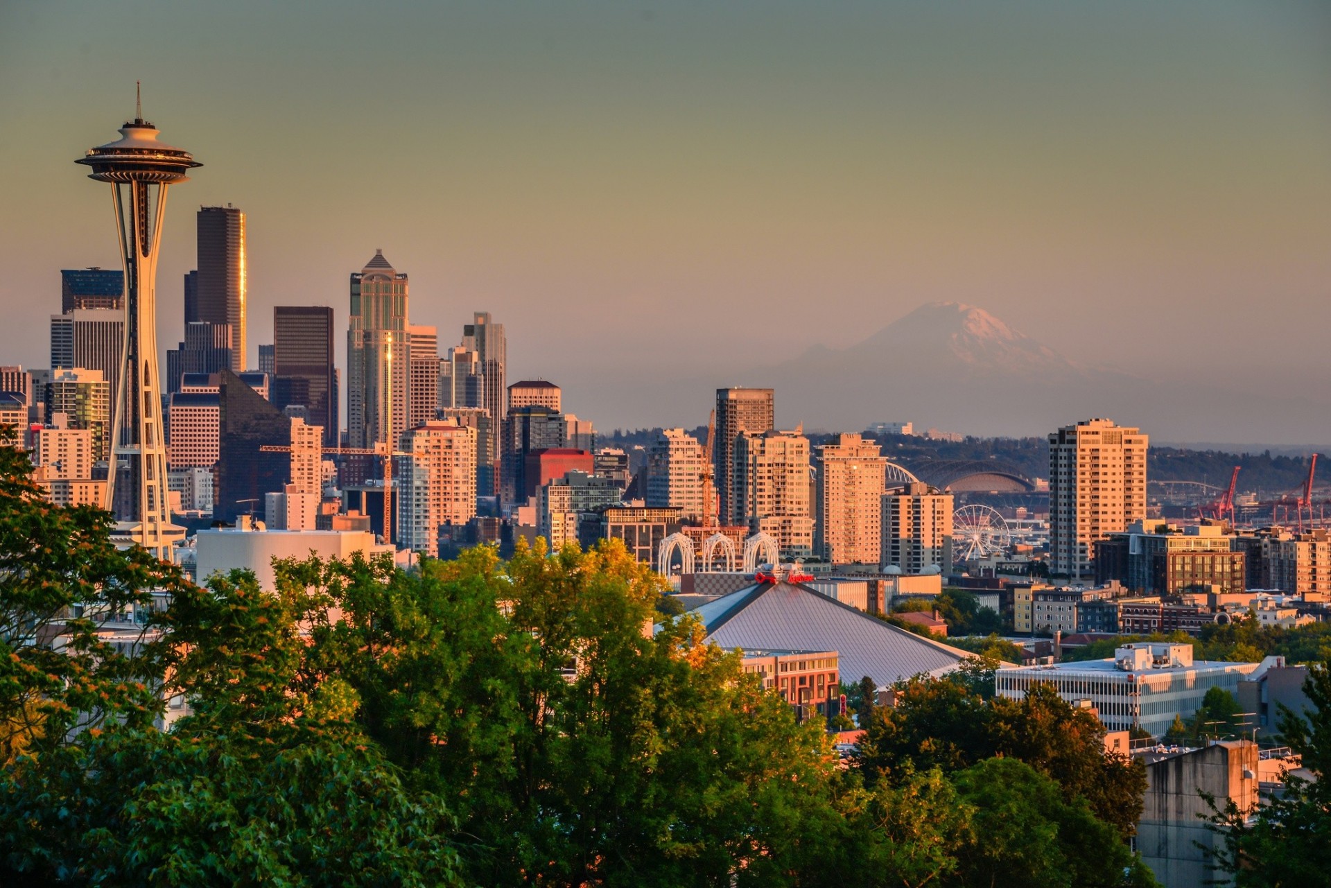 washington seattle panorama edificio mount rainier washington